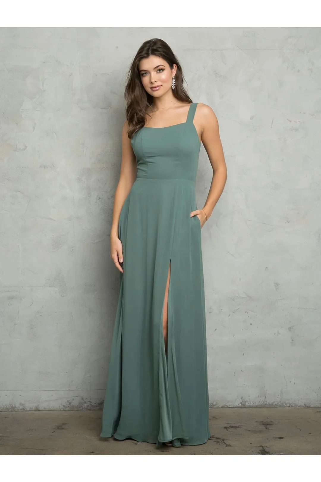 Eva USA 3485 Bridesmaids Long Slit Formal Dress