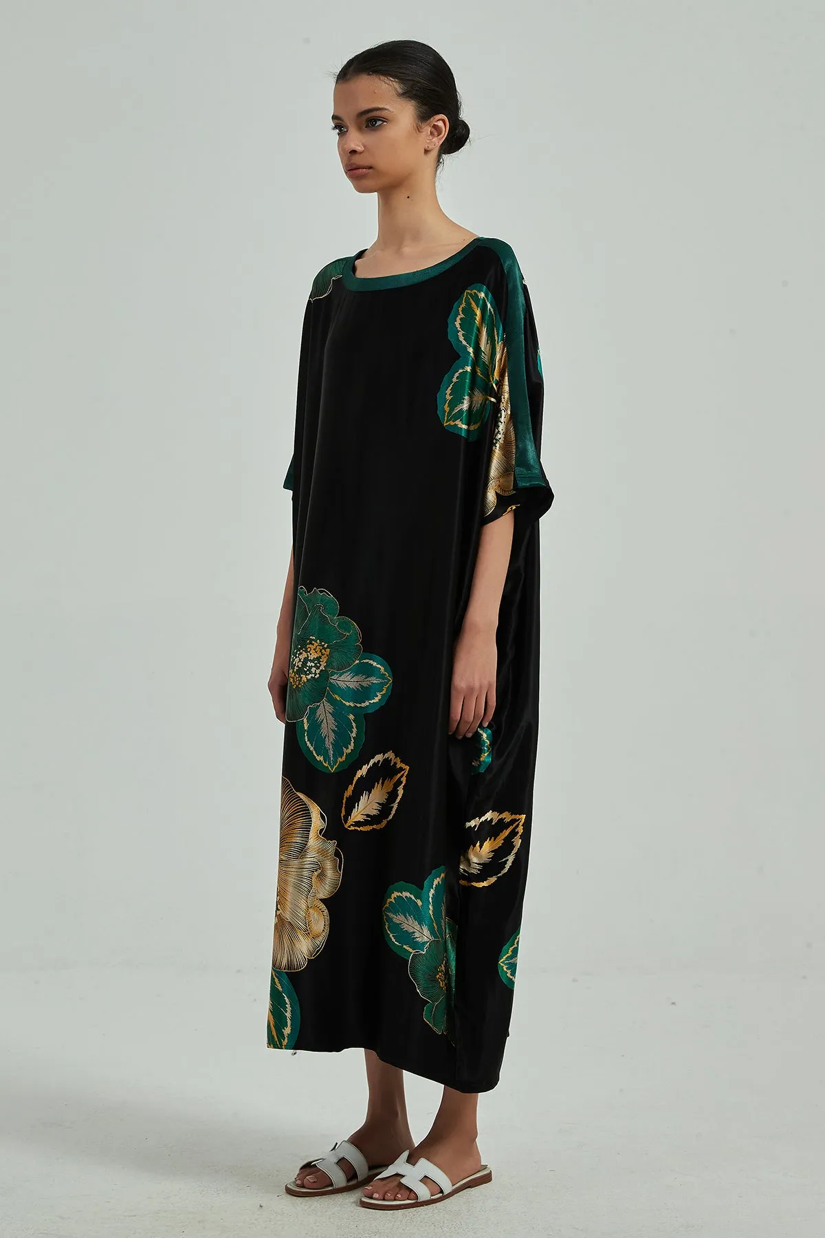 Flower Print Cozy Maxi Dress