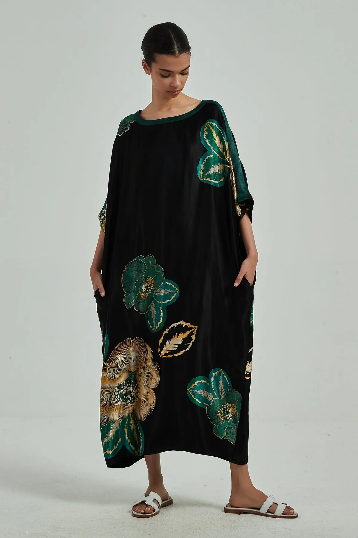 Flower Print Cozy Maxi Dress