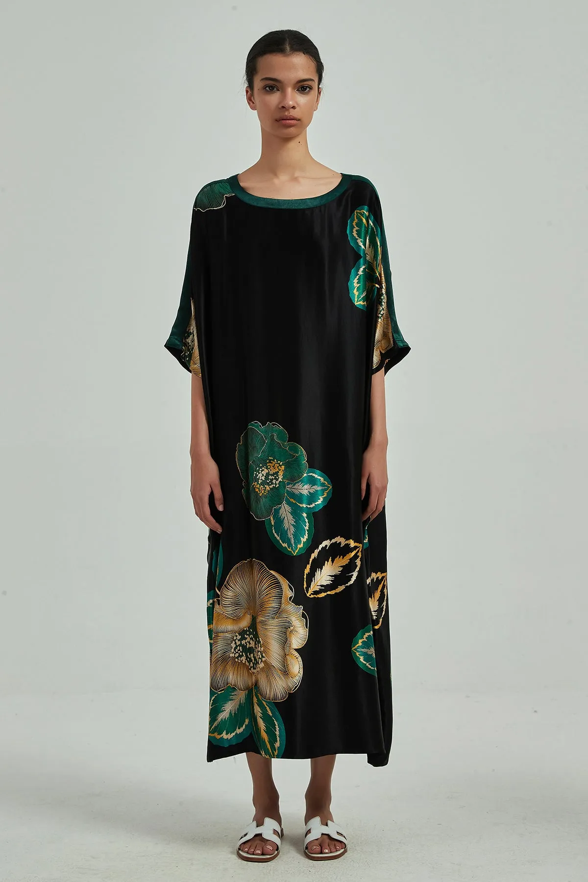Flower Print Cozy Maxi Dress