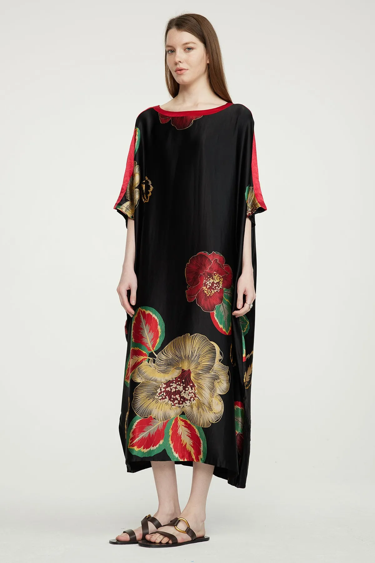 Flower Print Cozy Maxi Dress