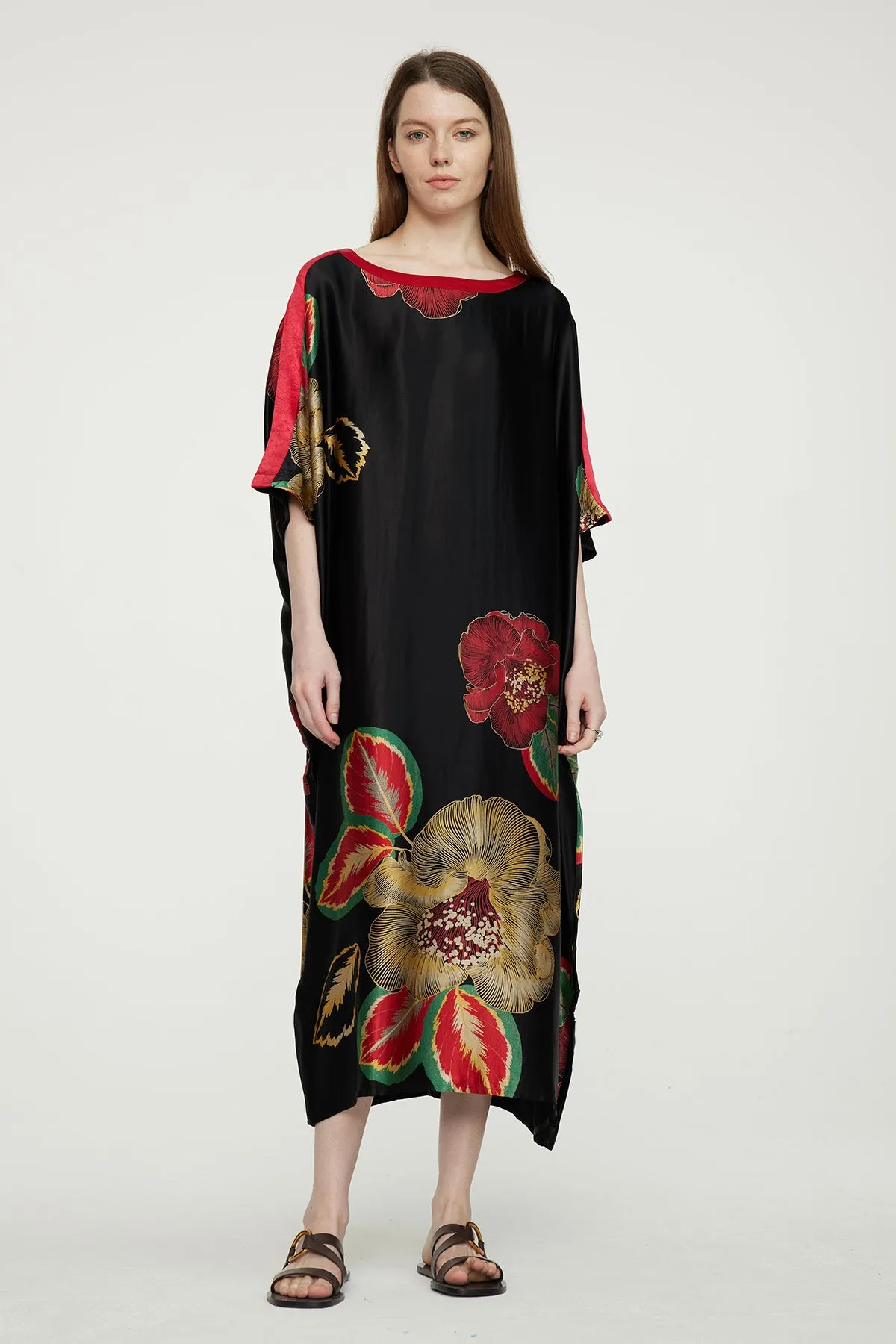 Flower Print Cozy Maxi Dress