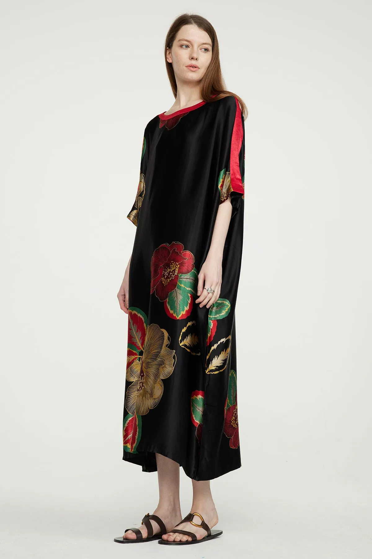 Flower Print Cozy Maxi Dress