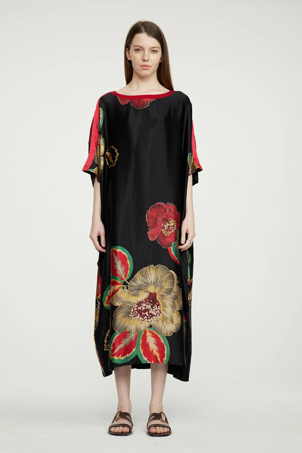 Flower Print Cozy Maxi Dress
