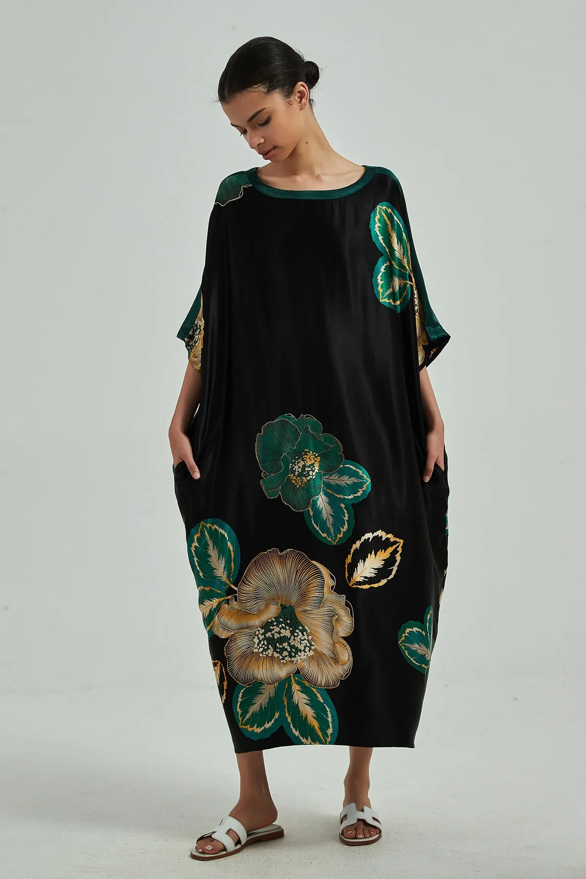 Flower Print Cozy Maxi Dress