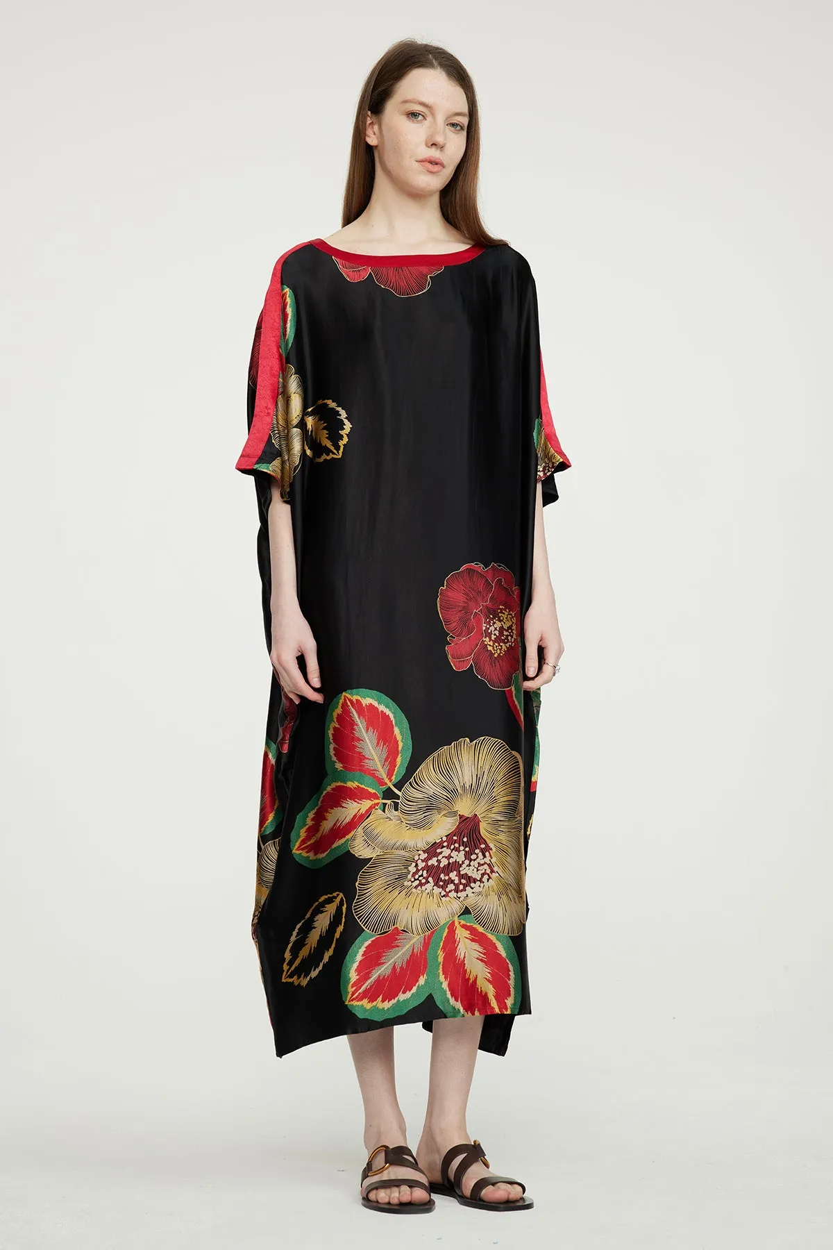 Flower Print Cozy Maxi Dress