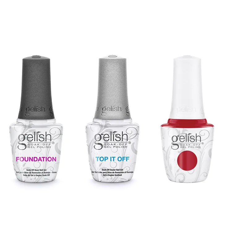 Gelish Combo - Base, Top & Classic Red Lips