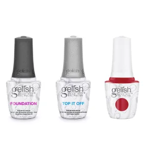 Gelish Combo - Base, Top & Classic Red Lips