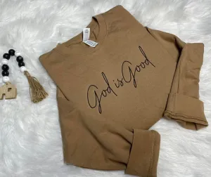 God Is Good Embroidered Crewneck