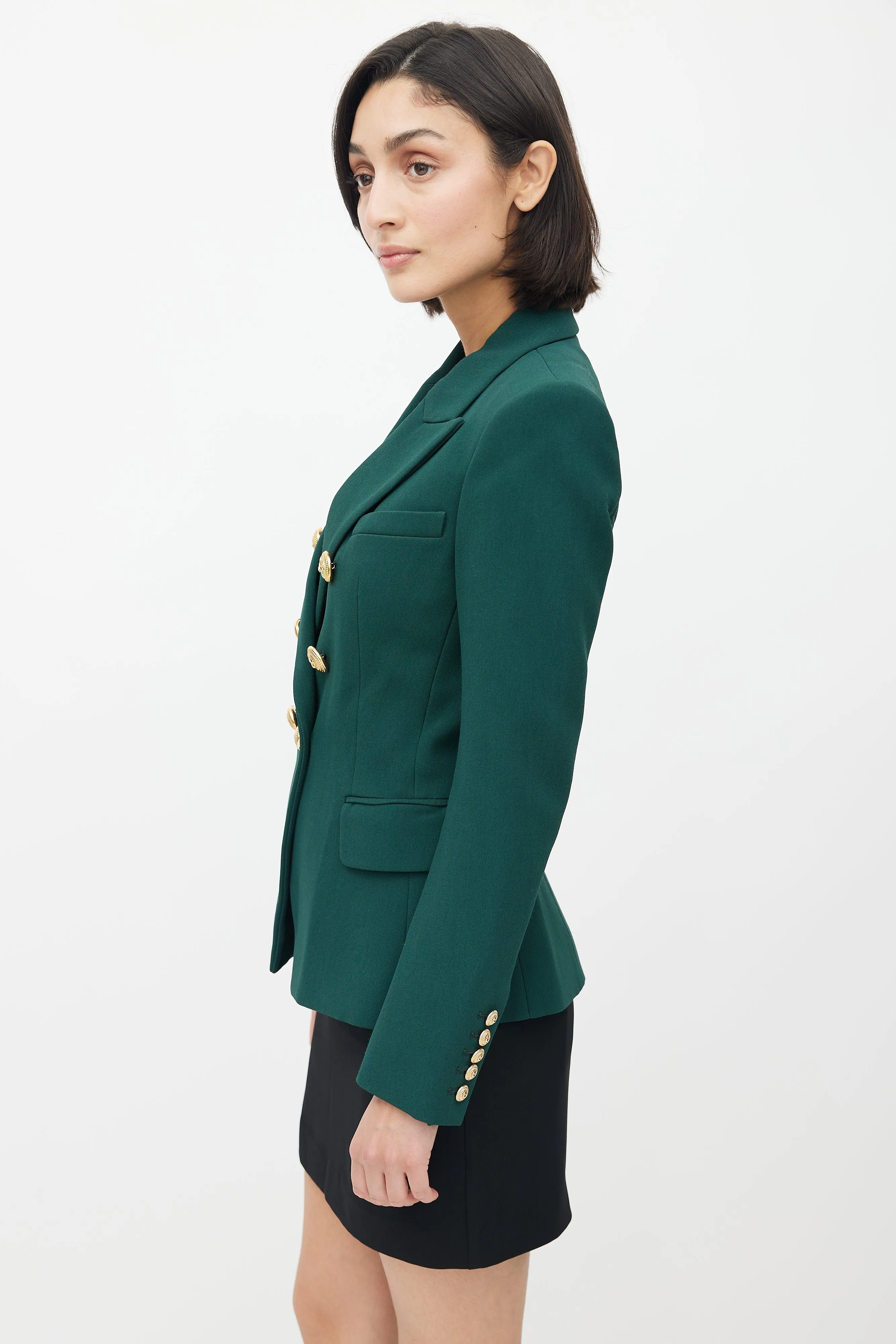 Green & Gold Double Breasted Blazer