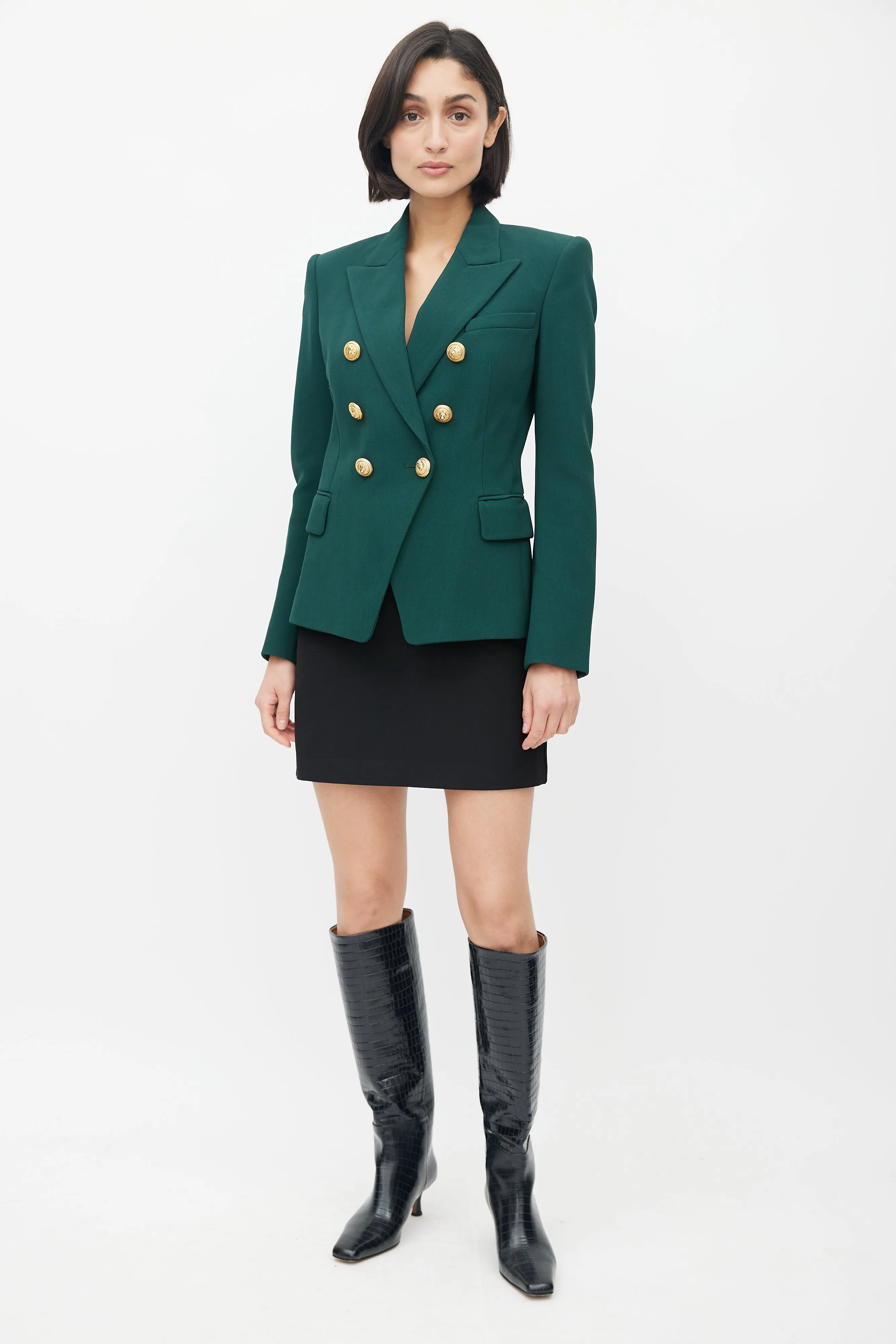 Green & Gold Double Breasted Blazer