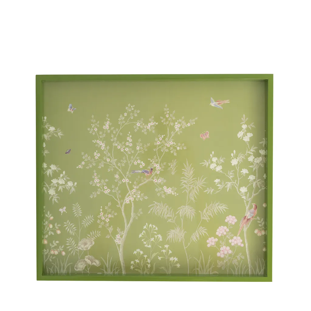 Green Chinoiserie Tray, Medium
