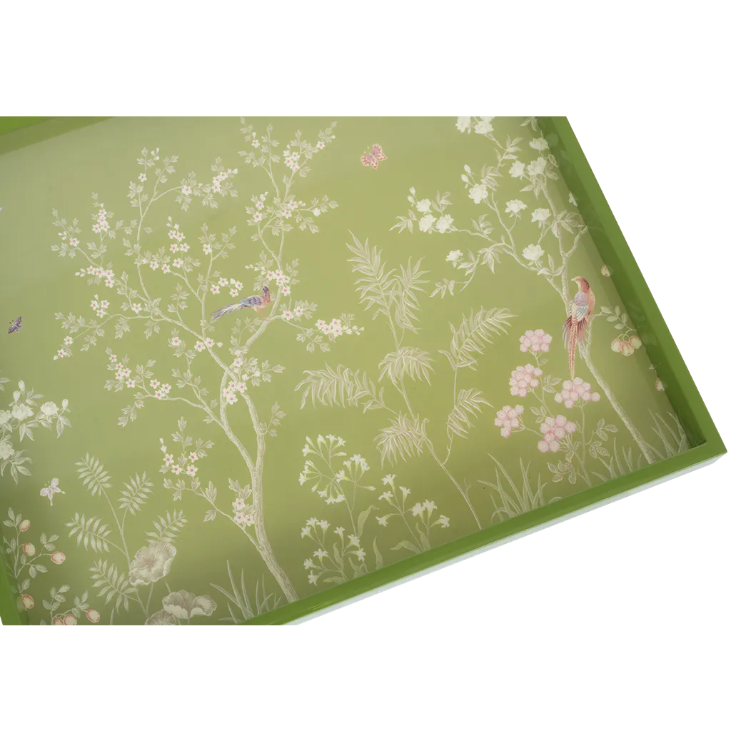 Green Chinoiserie Tray, Medium
