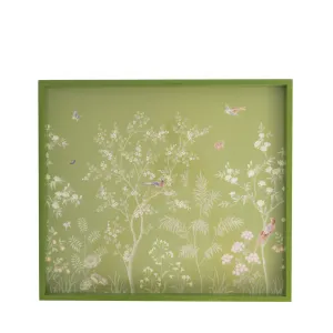 Green Chinoiserie Tray, Medium