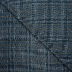 Greenish Blue Glen Plaid Prince of Wales Loro Piana Wool Silk and Linen Summertime Wool Fabric