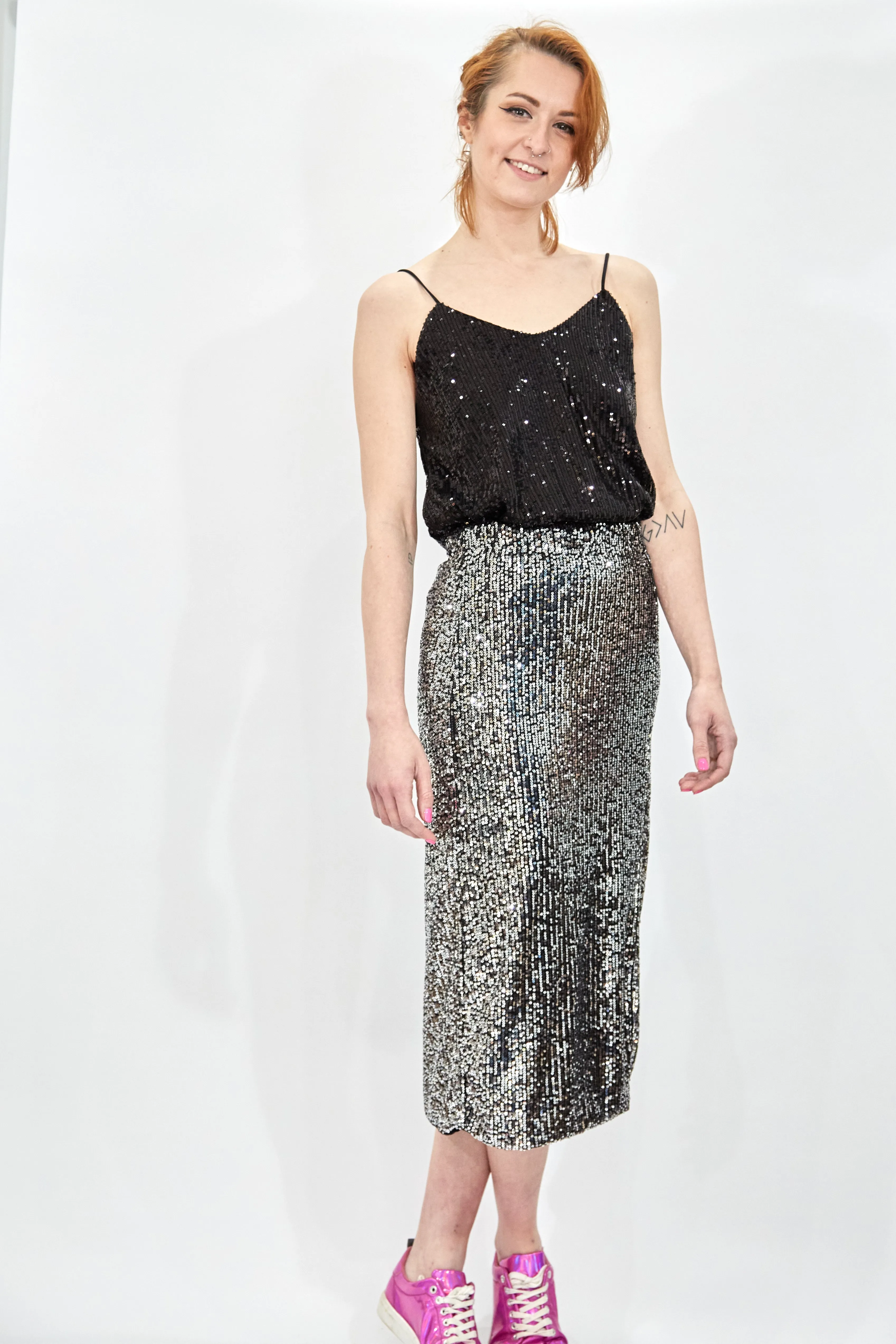 Grey/silver Sequin Skirt