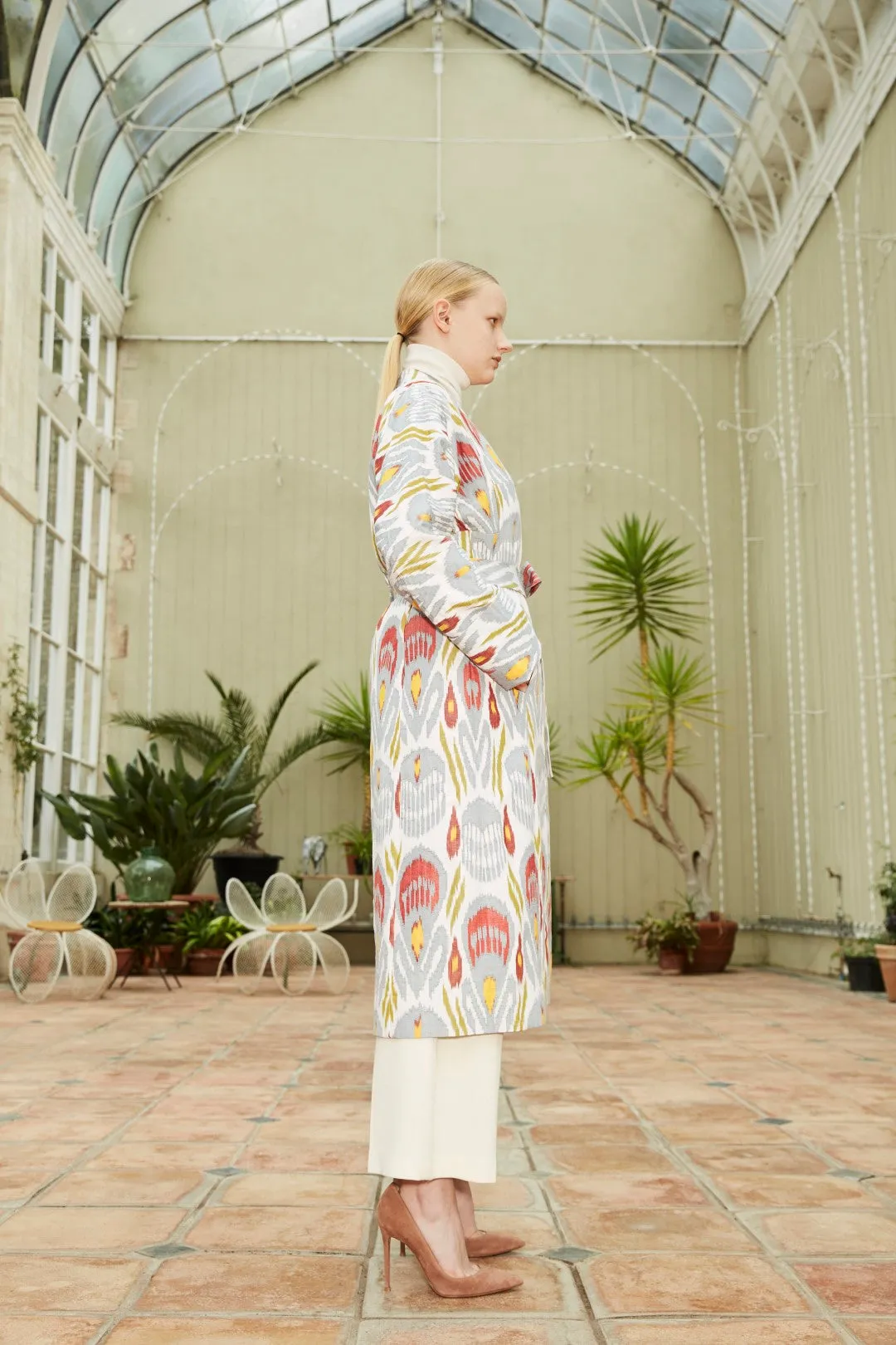 Handwoven Silk Ikat Chapan - Farnira - 'Beauty of Pure Light'