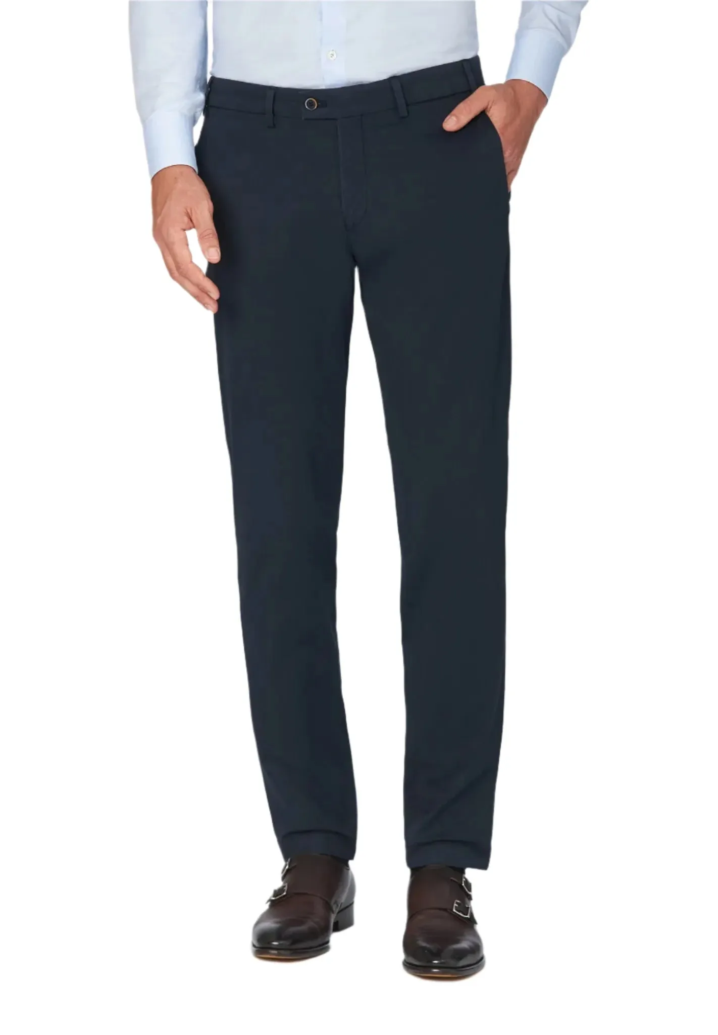 ID24785-Hiltl- Navy Tricotine Cotton Trouser
