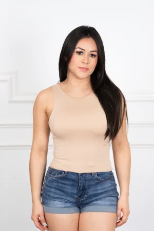 Isamar - Beige Sleeveless Cropped Blouse