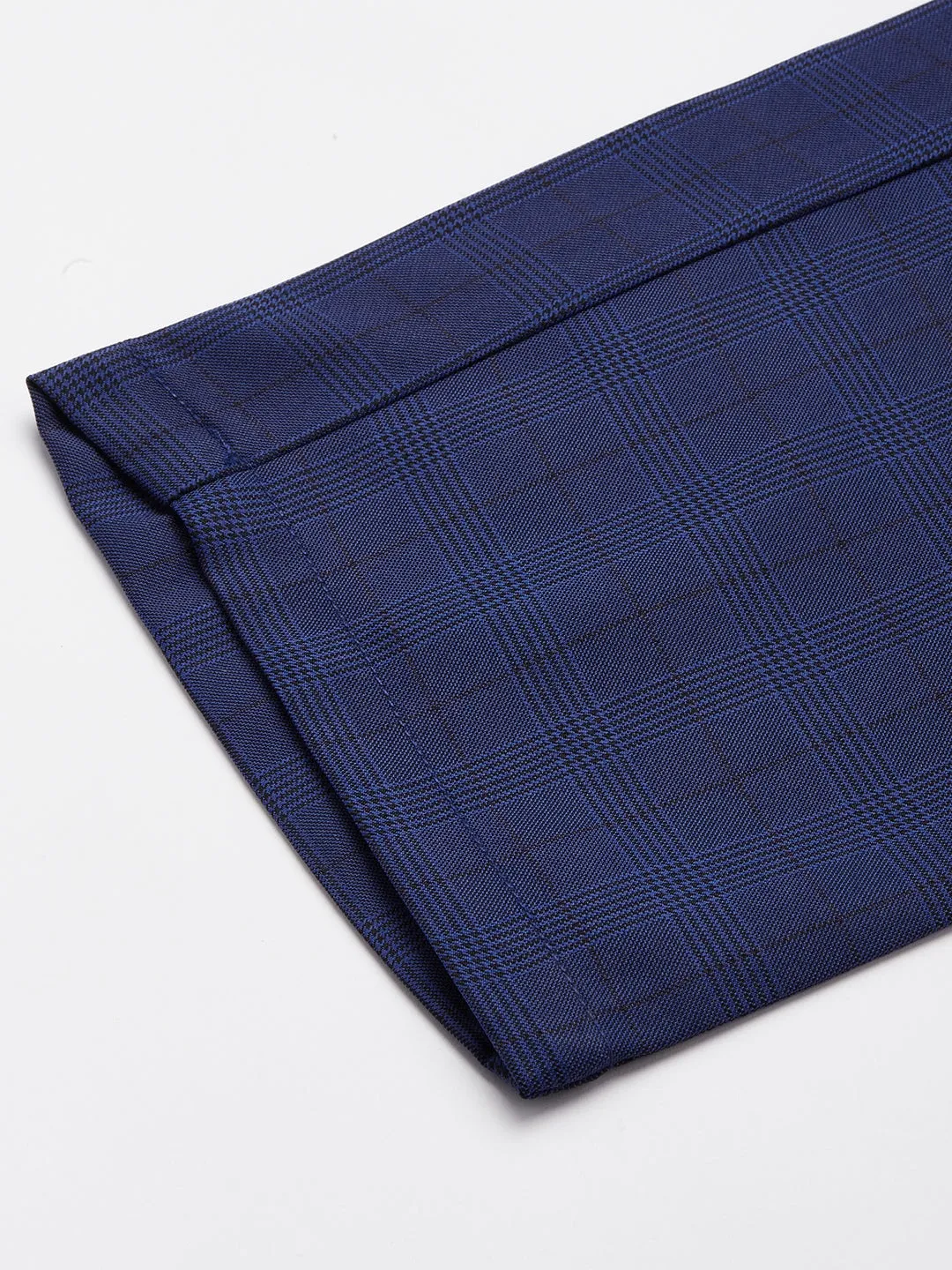 Jashvi Men's Blue Checked Formal Trousers