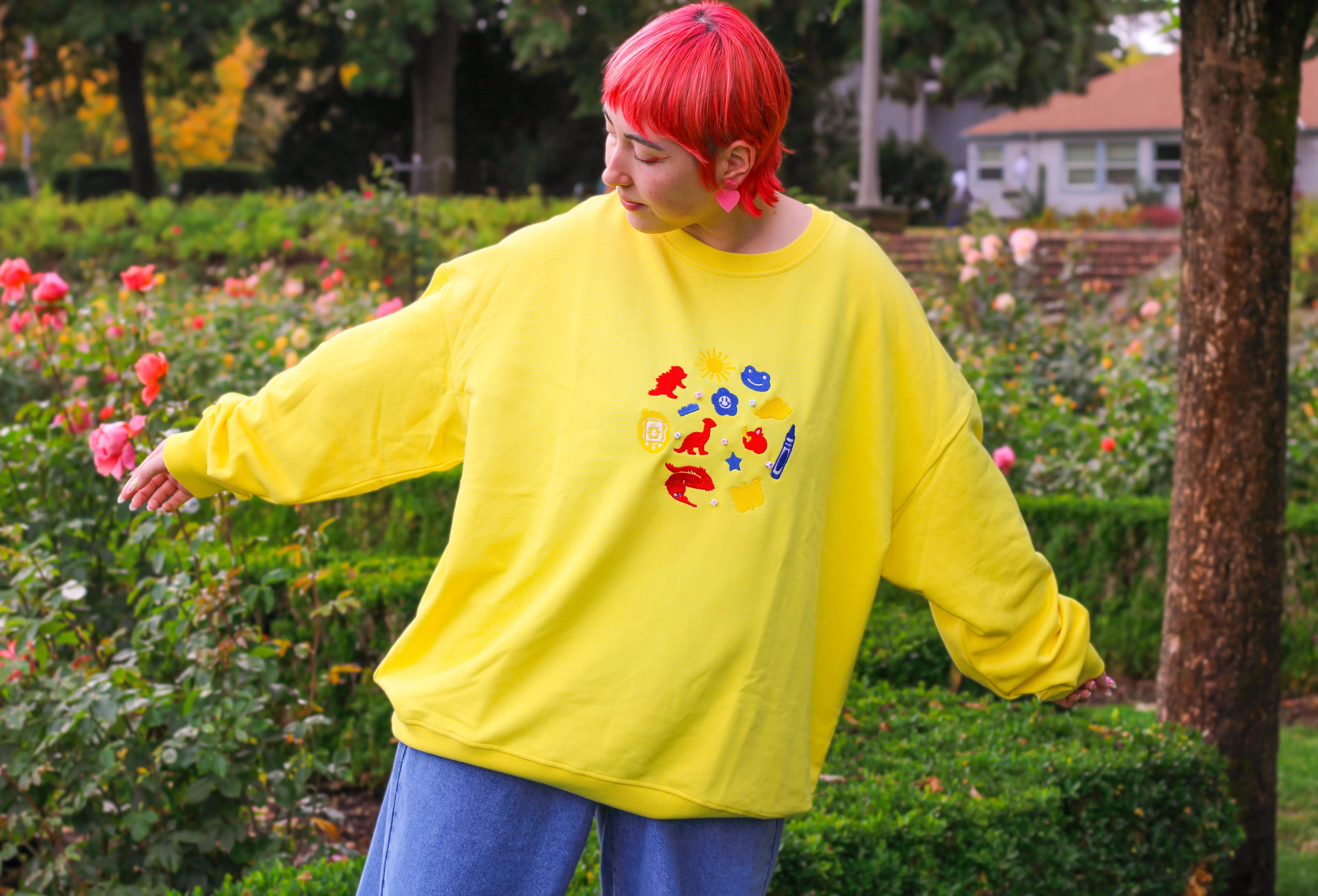 KIDCORE Embroidered Crew Neck Sweatshirt!