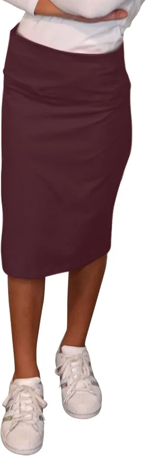 Kosher Casual Kids Big Girls Modest Knee Length Stretch Pencil Skirt in Lightweight Cotton Spandex