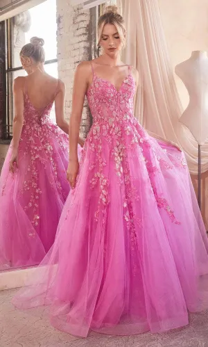 Ladivine CM347 - Glitter Embroidered Sleeveless Gown