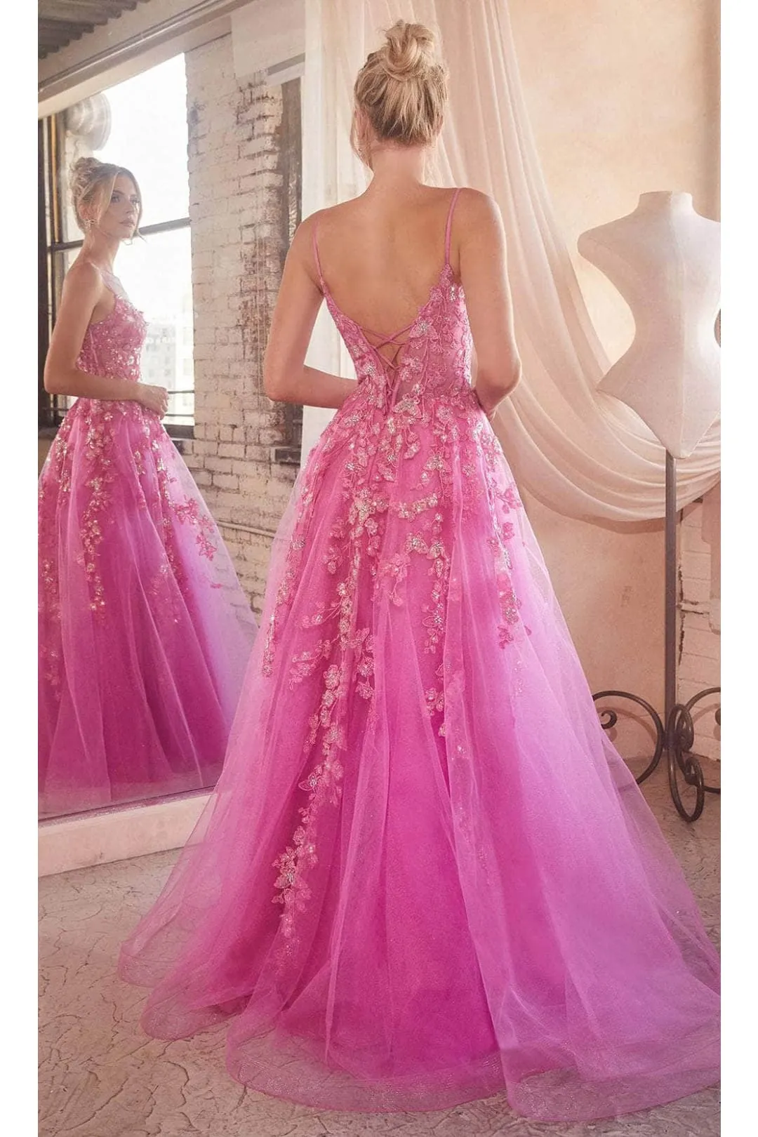 Ladivine CM347 - Glitter Embroidered Sleeveless Gown