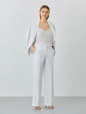 Loose White Fit Trousers In Rayon Blend