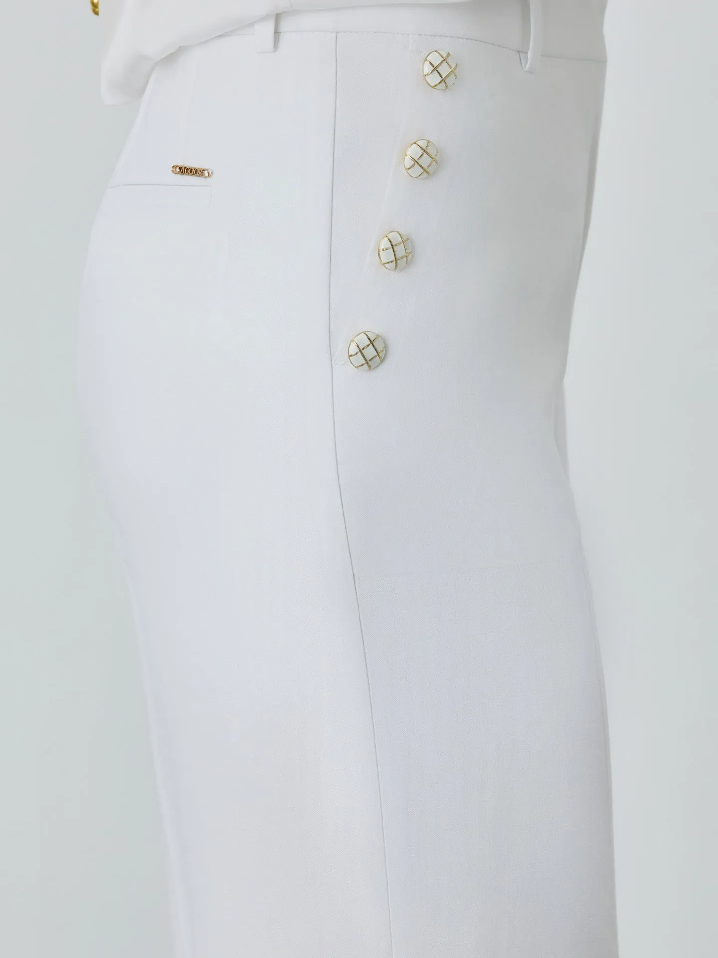 Loose White Fit Trousers In Rayon Blend