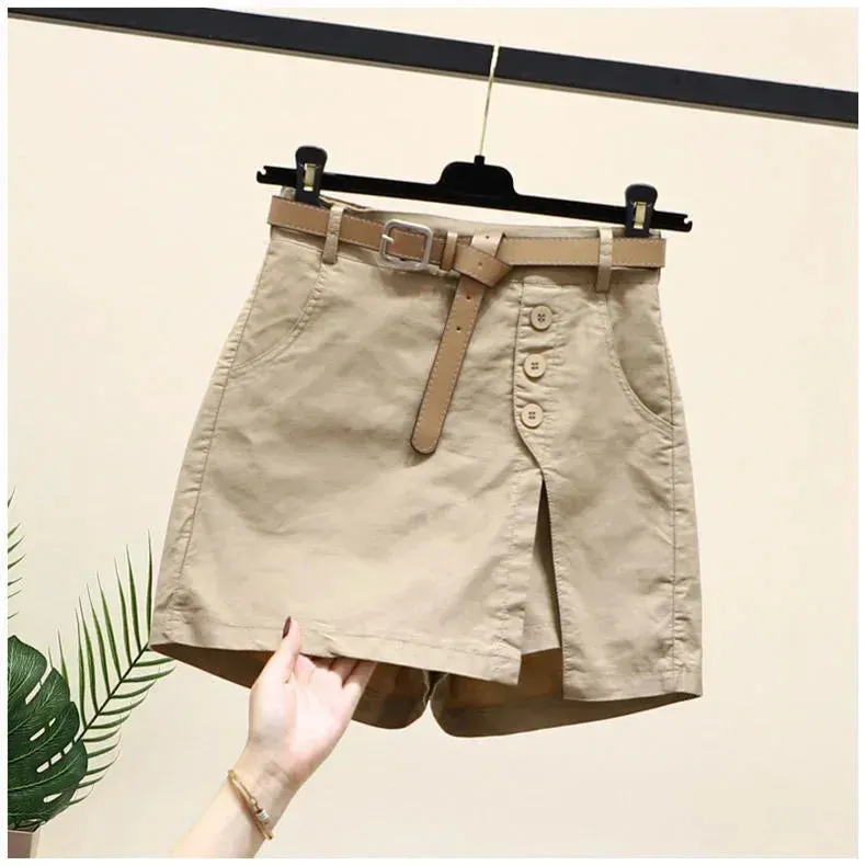 LVSANW Pure cotton casual shorts for women in 2024 summer wear Korean version versatile A-line pants summer pants women's shorts