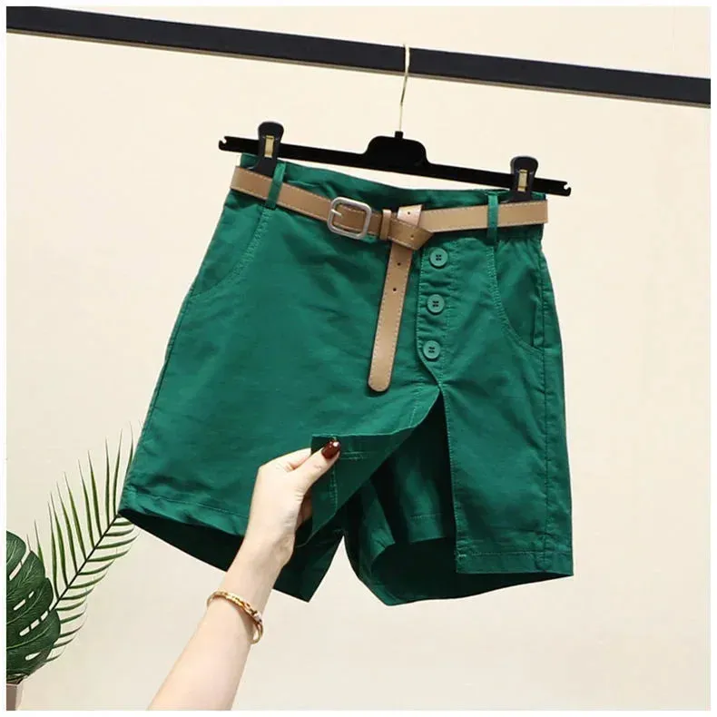LVSANW Pure cotton casual shorts for women in 2024 summer wear Korean version versatile A-line pants summer pants women's shorts