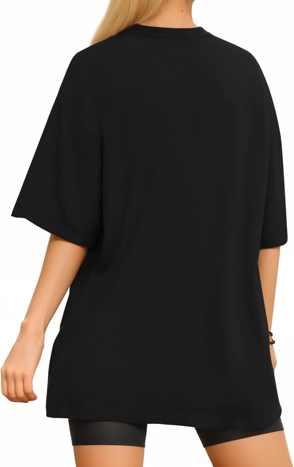 MANGOPOP Women's Oversized T Shirts Short Sleeve Crewneck Loose Fit Tops Summer Basic Tee