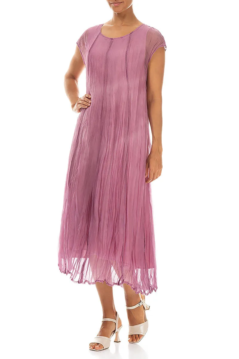 Mauve Taupe Cloudy Silk Chiffon Dress