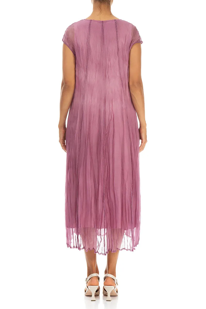 Mauve Taupe Cloudy Silk Chiffon Dress
