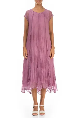 Mauve Taupe Crumpled Silk Chiffon Dress