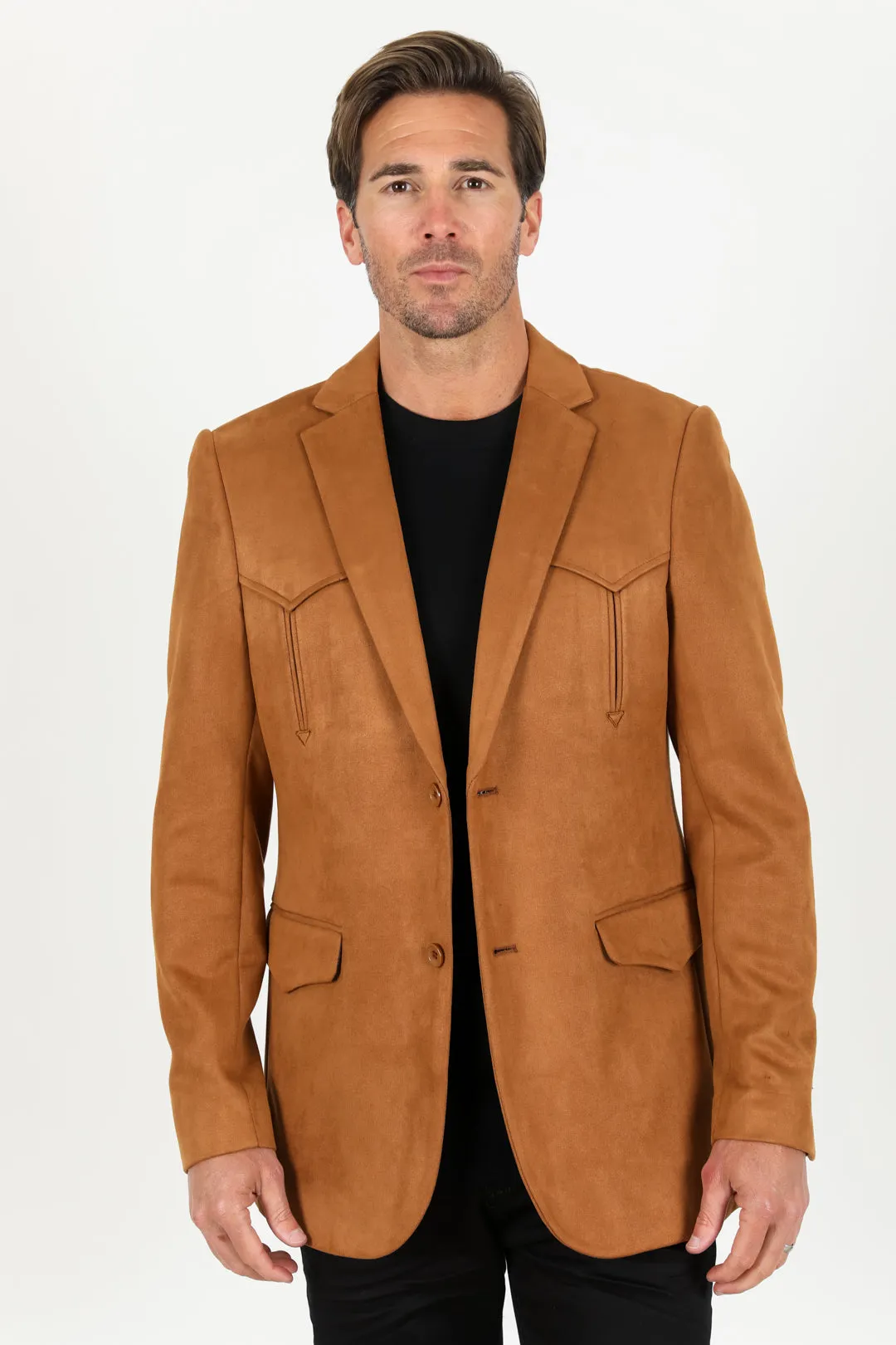 Men's Double Button Faux-Suede Blazer from Platini Fashion