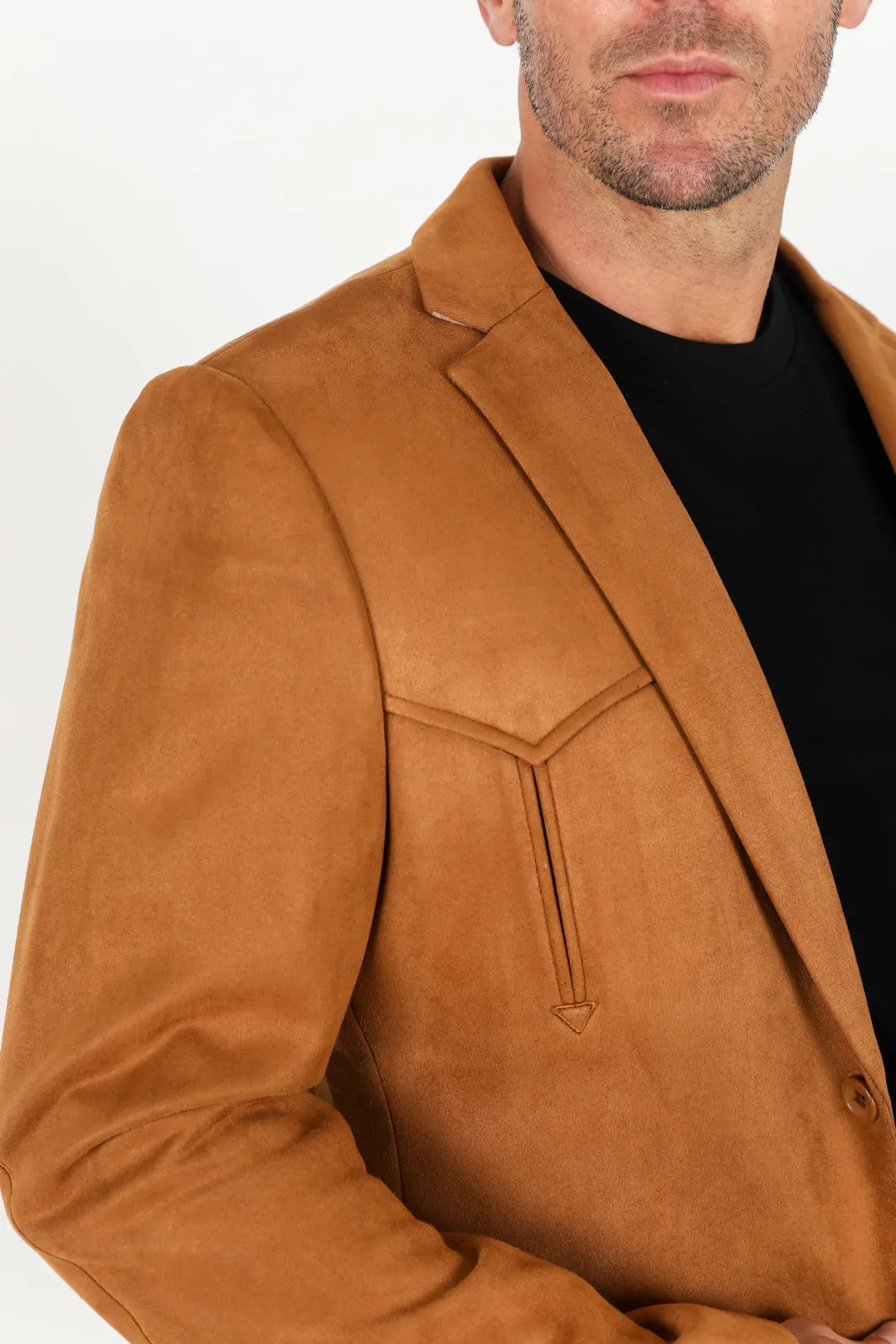 Men's Double Button Faux-Suede Blazer from Platini Fashion