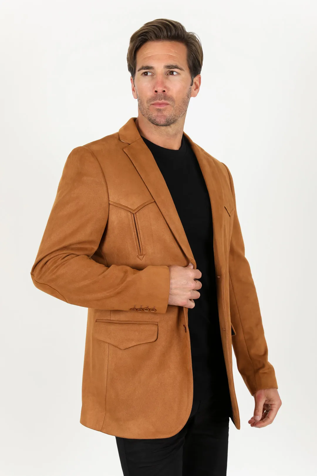 Men's Double Button Faux-Suede Blazer from Platini Fashion