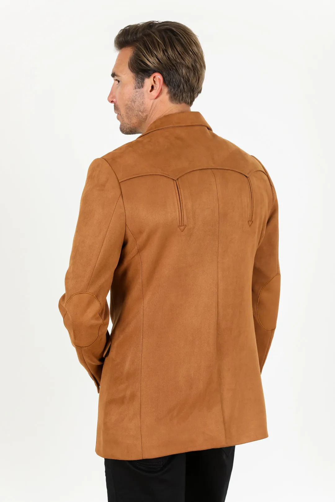 Men's Double Button Faux-Suede Blazer from Platini Fashion