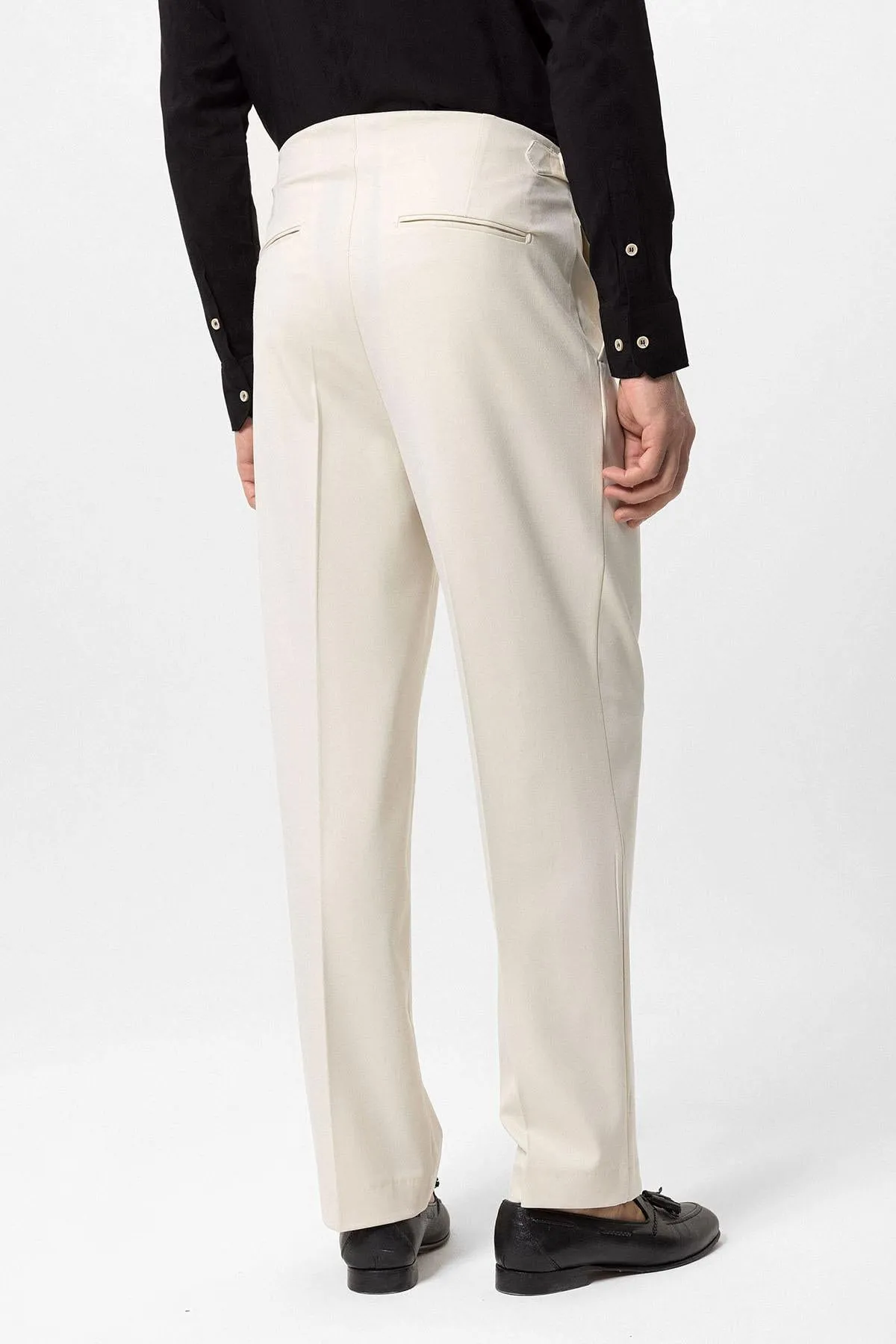 Men's Ecru Slim Fit  Pants - Wessi