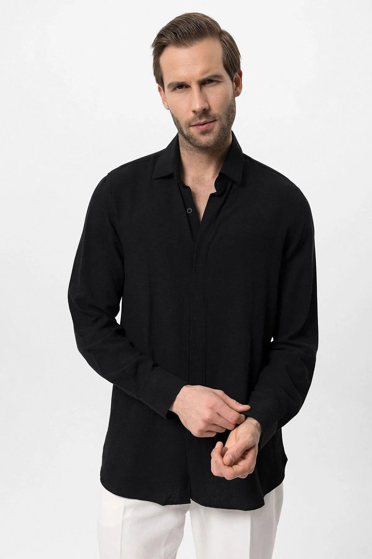 Men's Ecru Slim Fit  Pants - Wessi