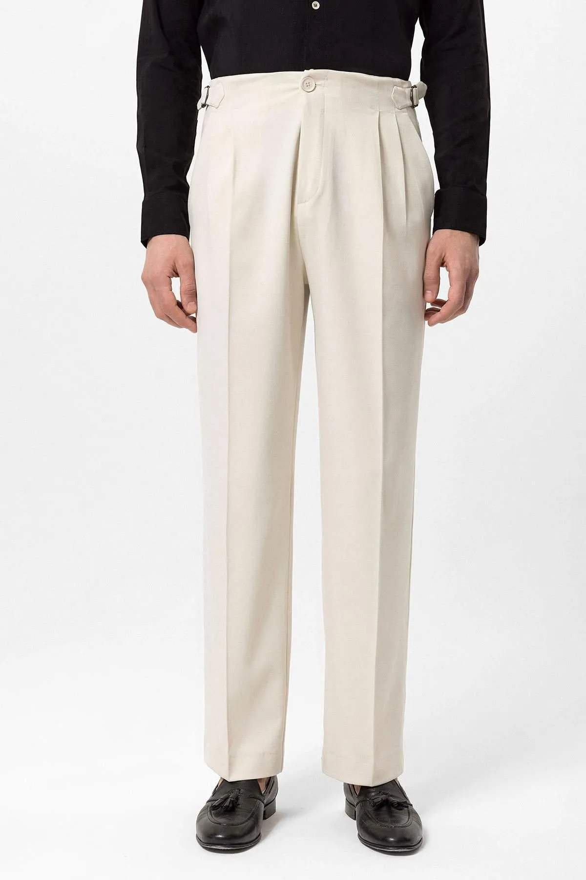 Men's Ecru Slim Fit  Pants - Wessi