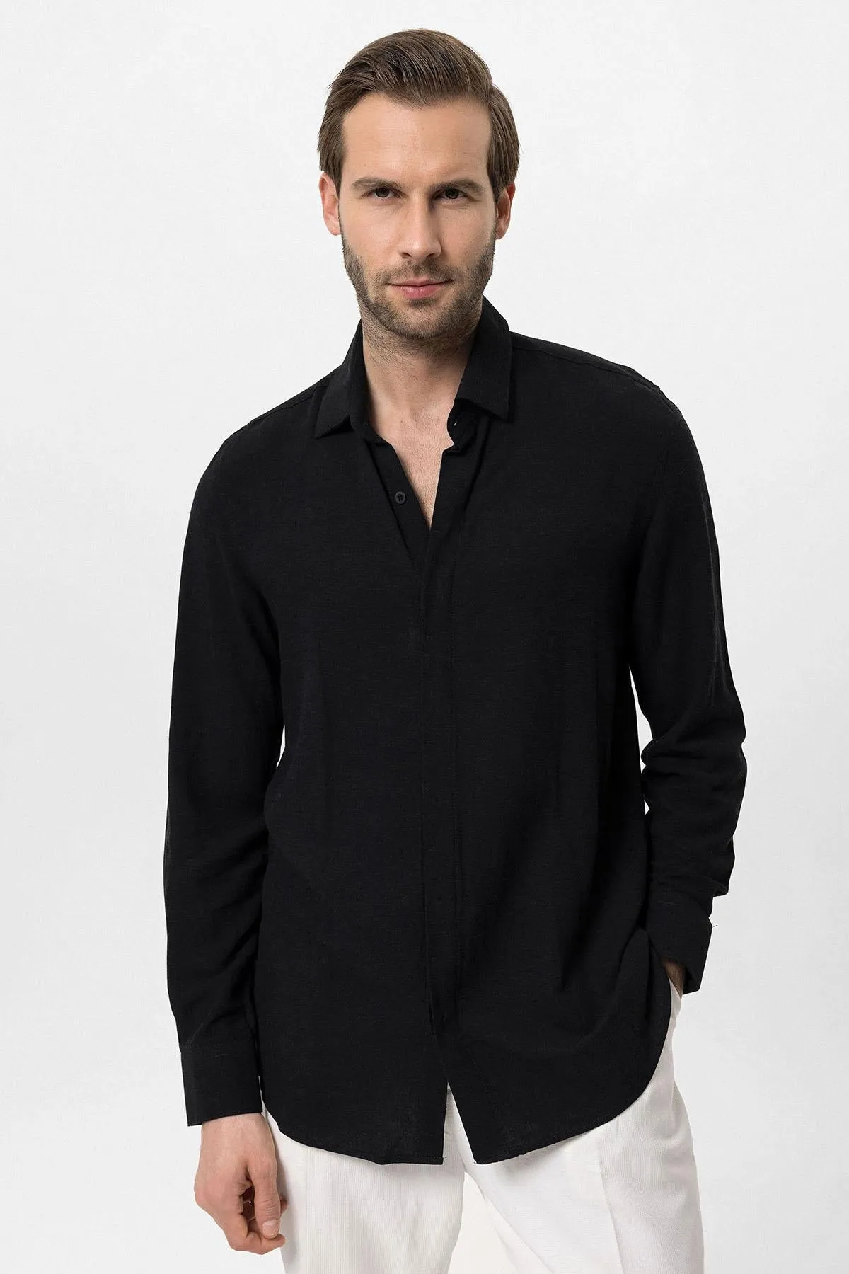 Men's Ecru Slim Fit  Pants - Wessi