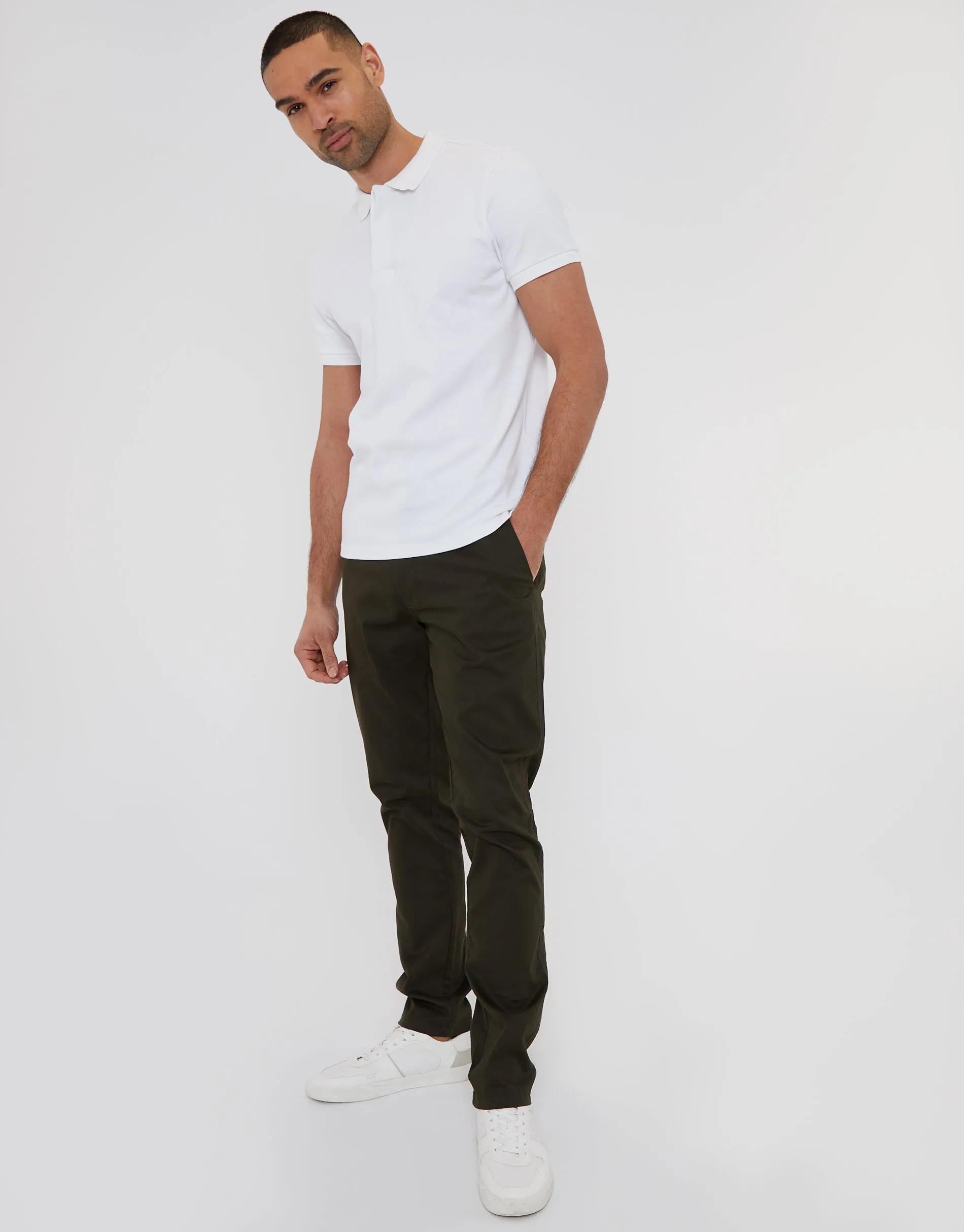 Men's Forest Green Slim Fit Chino Trousers