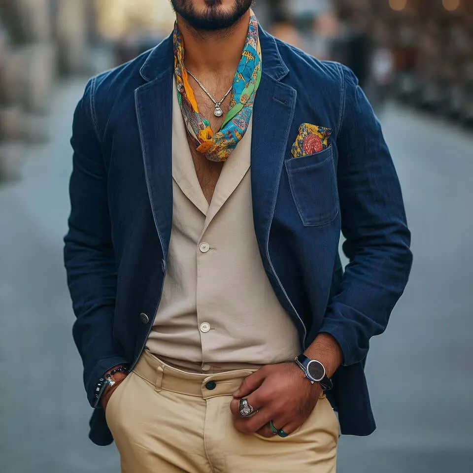 Men's Vintage Denim Blazer Jacket
