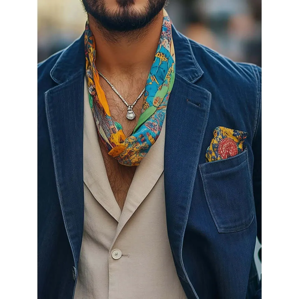 Men's Vintage Denim Blazer Jacket