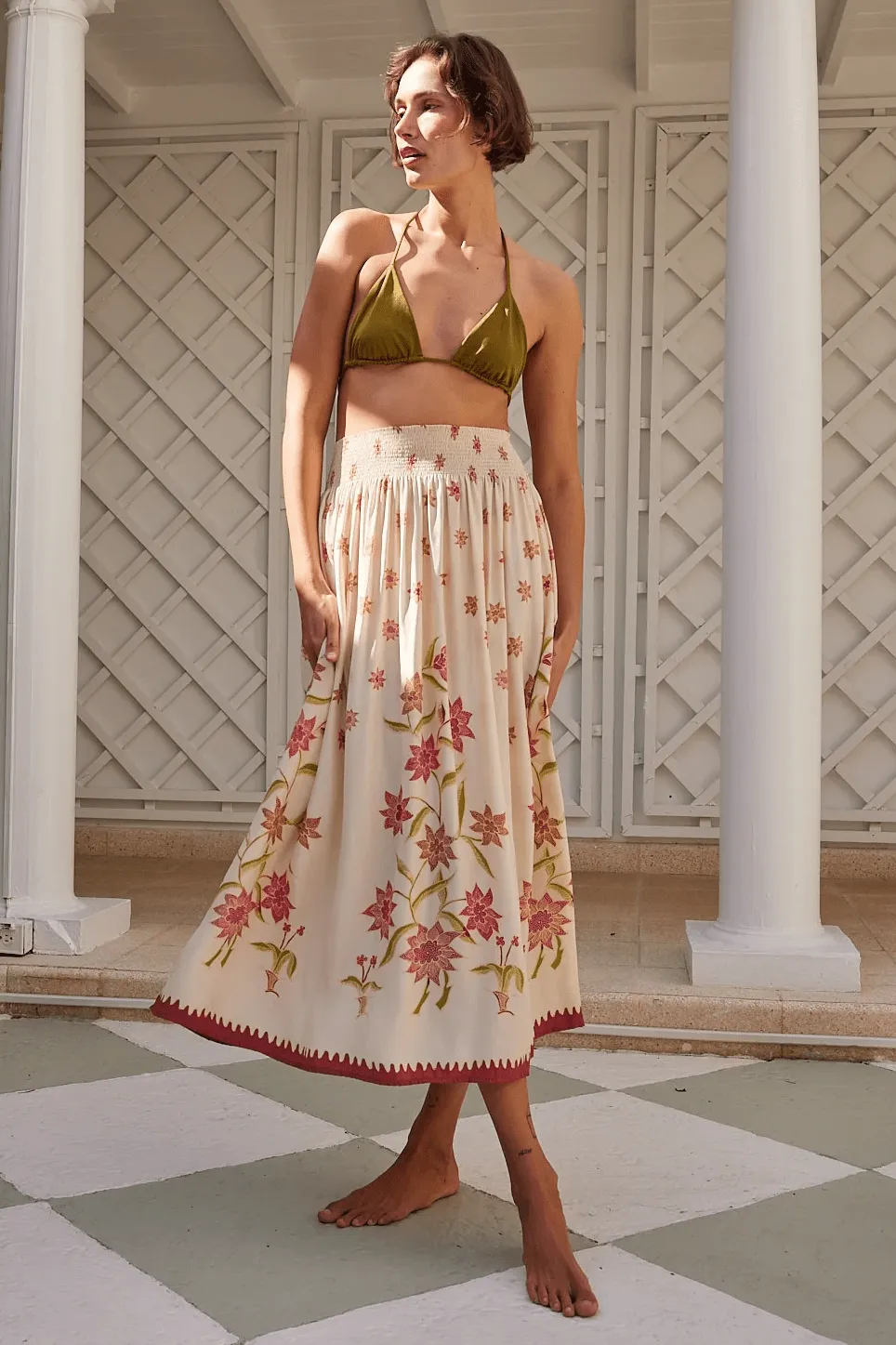Natalie Martin Silk Bella Skirt - Starflower Cream