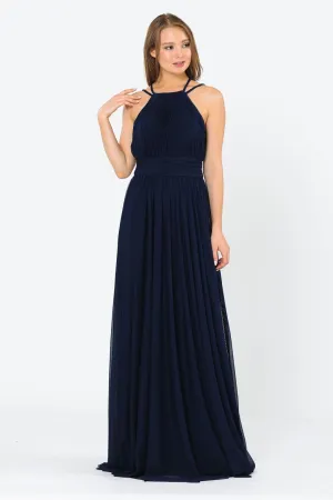 Navy Blue Bridesmaid Dresses-Inexpensive Poly USA 8396 Double Spaghetti