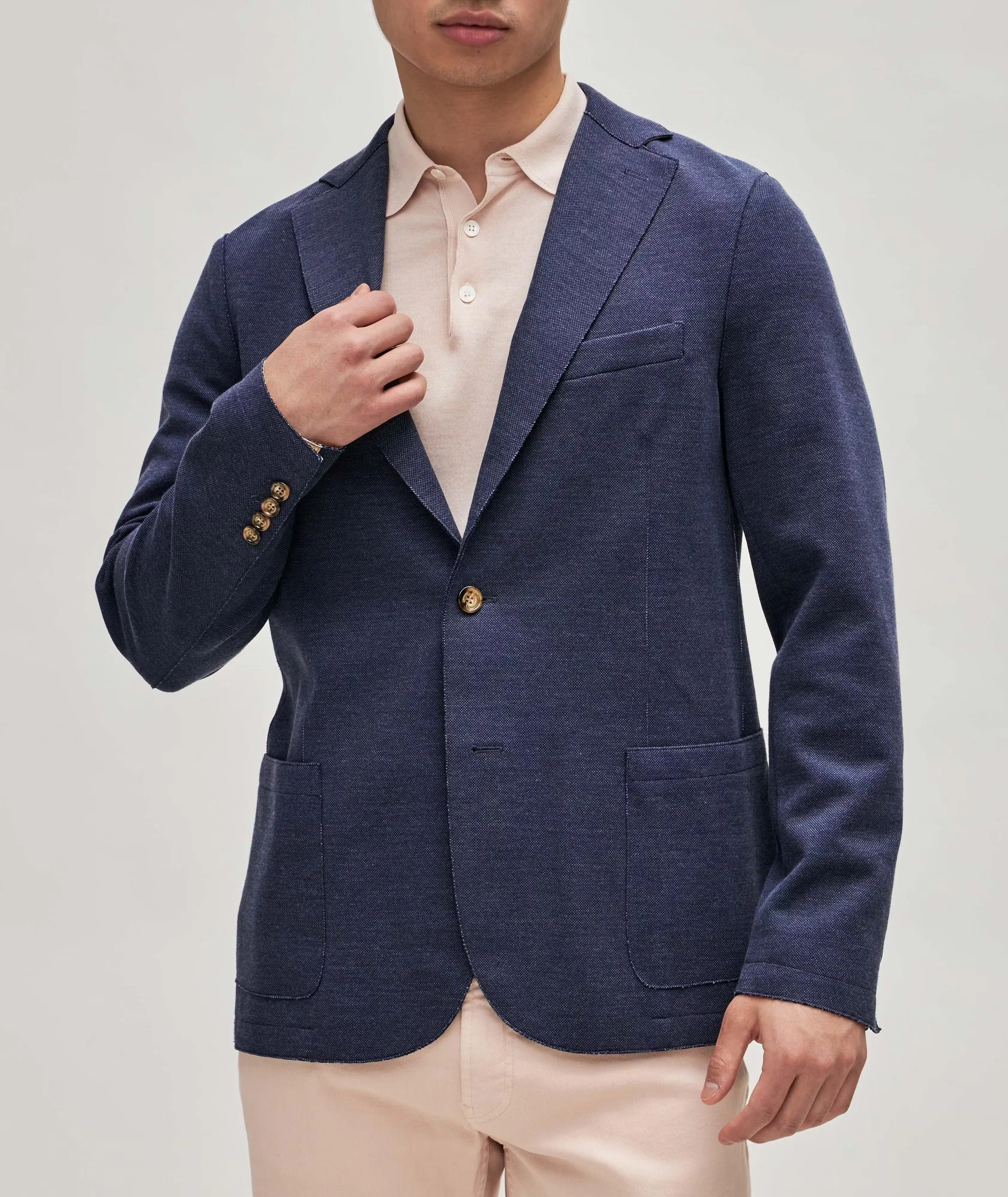 Navy Blue Cotton Stretch Contemporary Sport Jacket - ELEVENTY